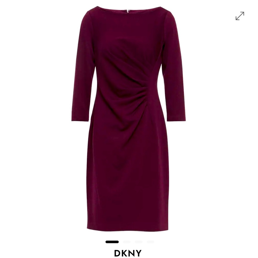 DKNY Women's Ruched Stretch Merlot Dress Size 8